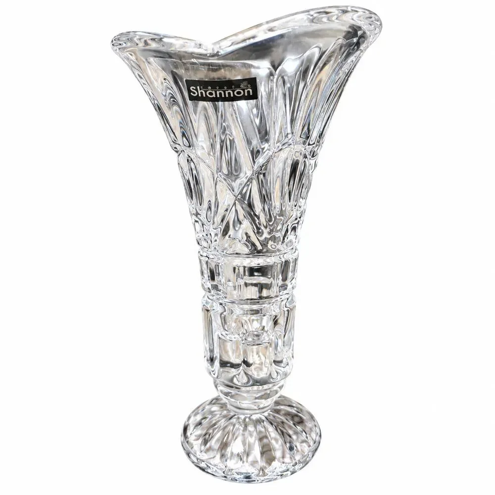 Shannon Crystal Freedom Vase Clear Cut Crystal Pedestal Flower Vase Original Box